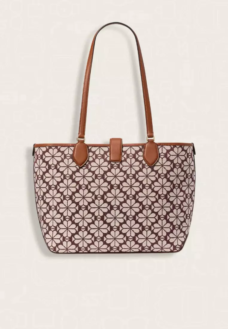 Kate Spade Spade Flower Jacquard Medium Open Tote Burgundy Multi