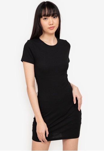 ZALORA BASICS black Basic Short Sleeve Bodycon Dress 9163EAA778B04BGS_1