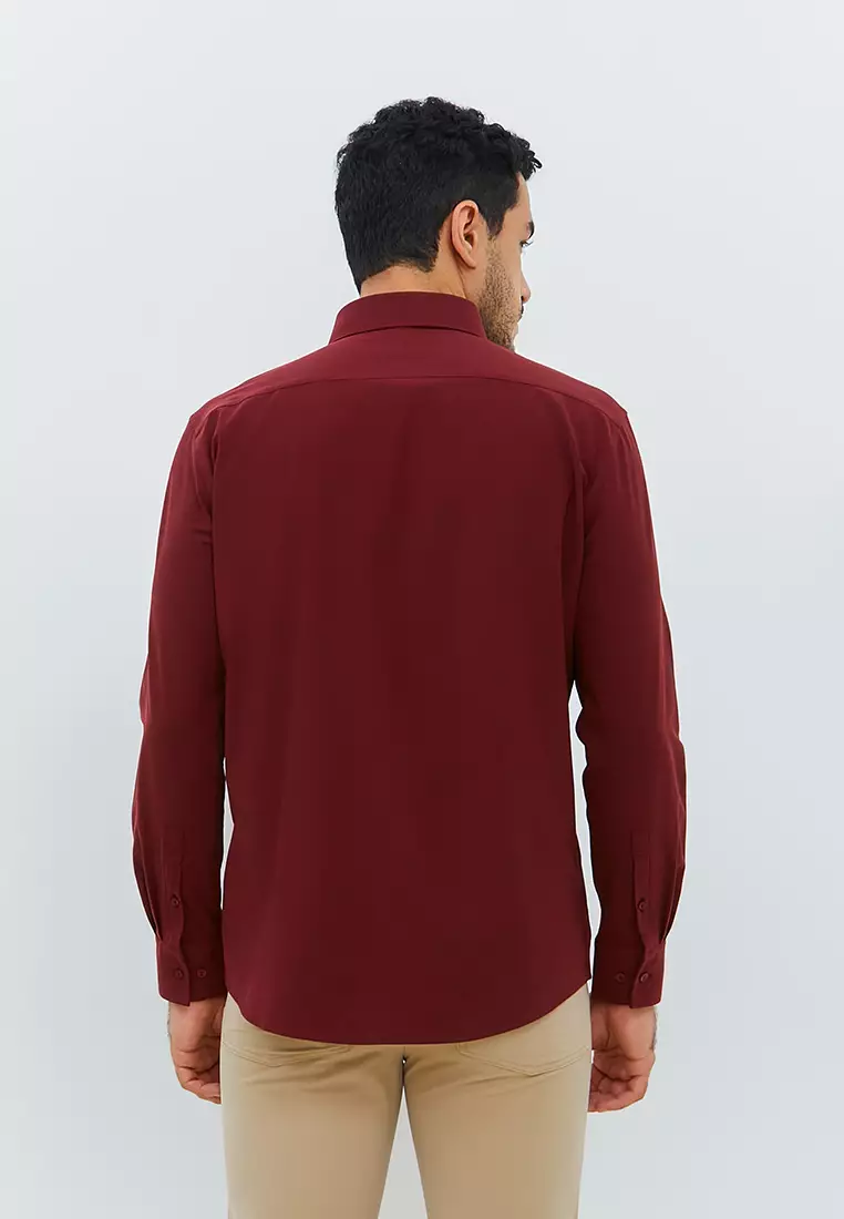 Jobb Steelco Kemeja Pria Lengan Panjang Regular Fit Maroon Colour Maroon