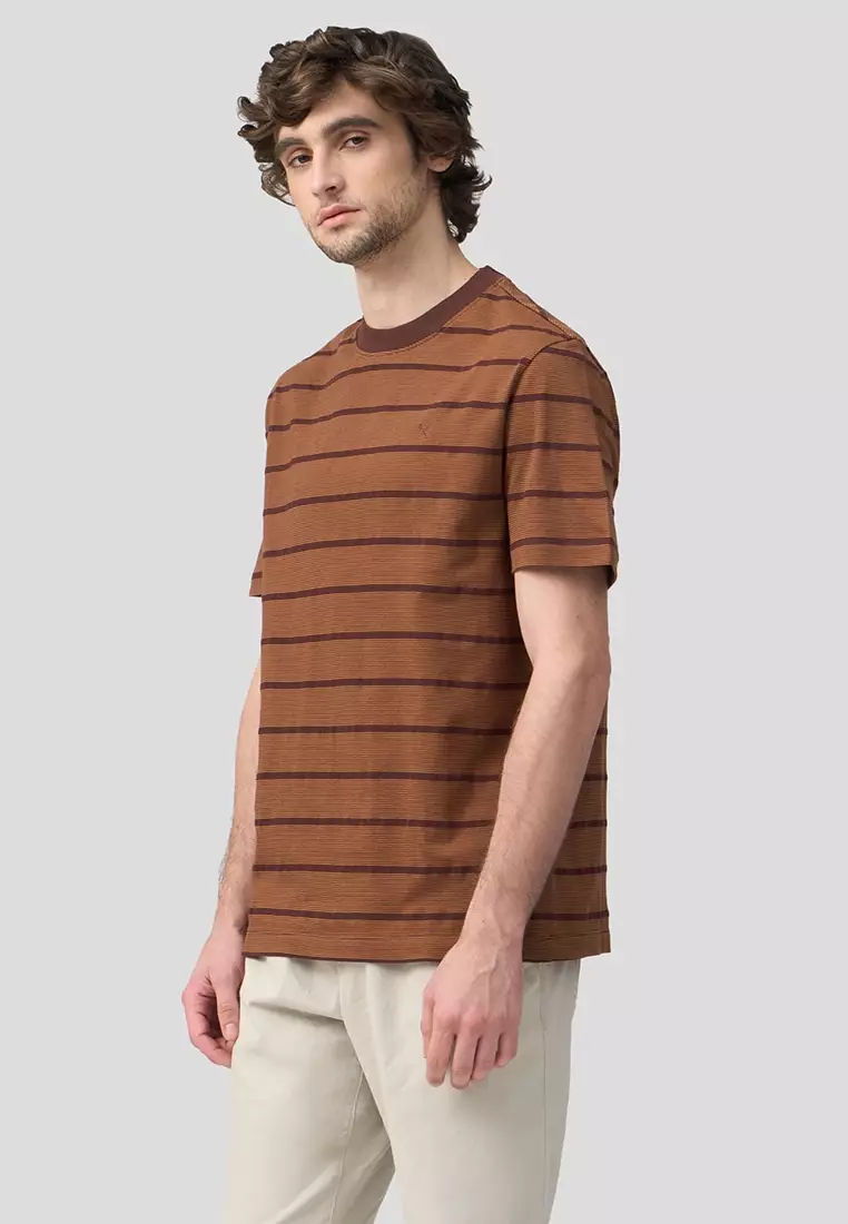 Regular Fit Stripe T-Shirt In Jacquard Knit