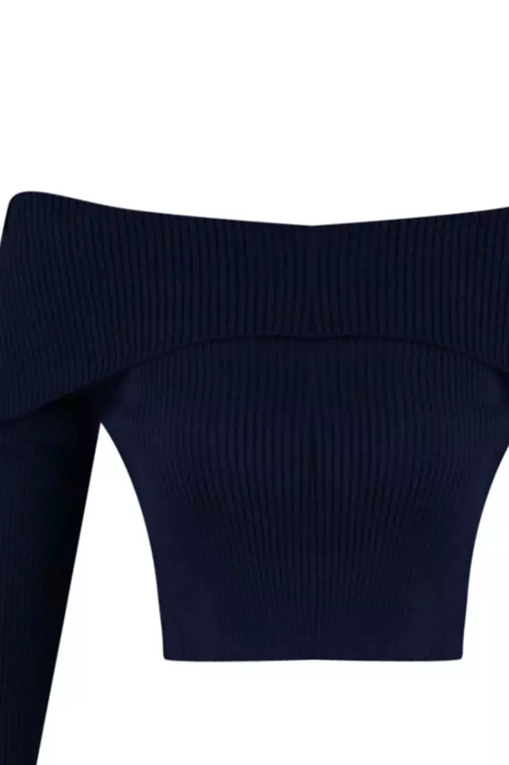 Buy Trendyol Super Crop Carmen Collar Sweater 2024 Online | ZALORA ...