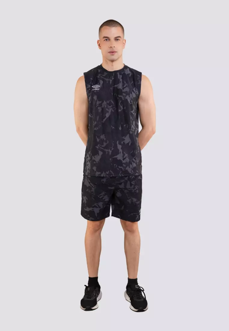 Printed Muscle Tank Top with Round Neck Activewear for Men