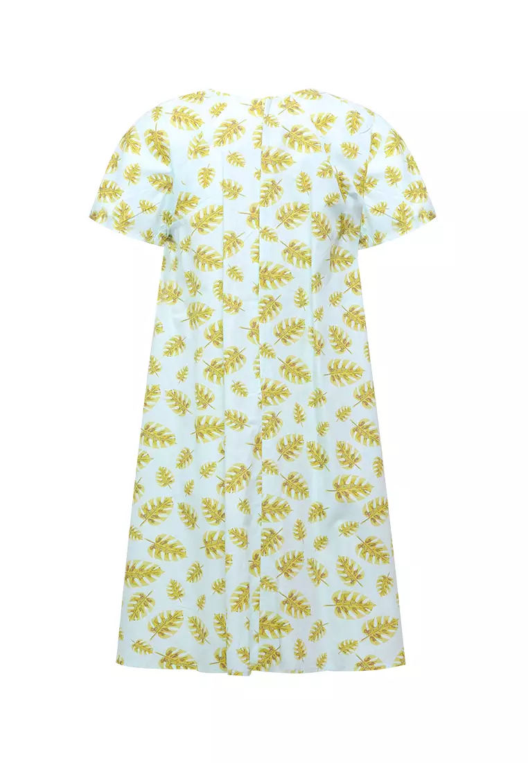 Pito Dito Girl Elmeria Dress Pendek Anak Multicolor Motif Daun - Size 14