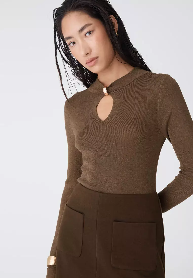 Ciara Keyhole Lurex Knit Top