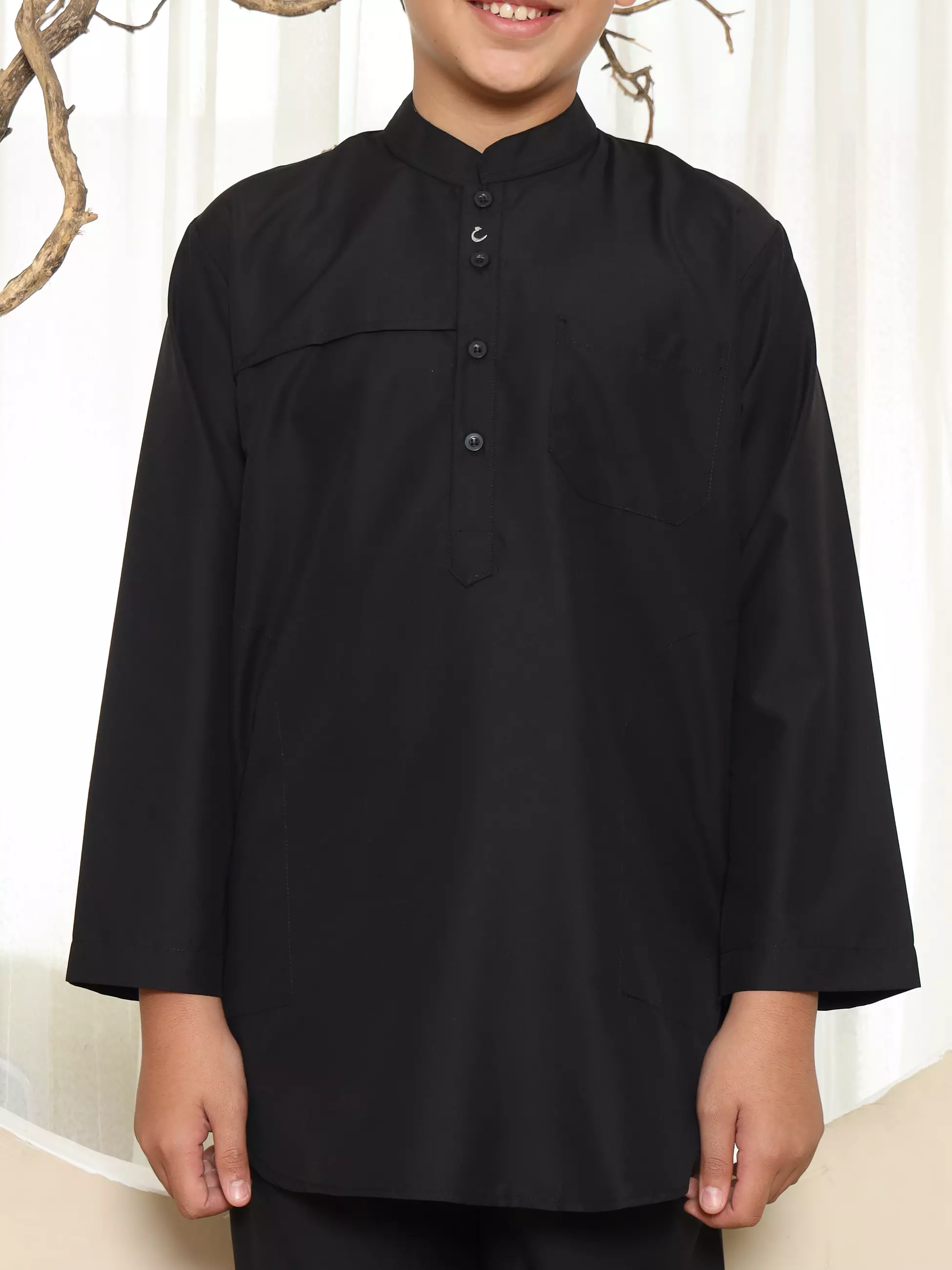 Setelan Baju Koko Pakistan Kurta Couple Anak PKA 10 Black