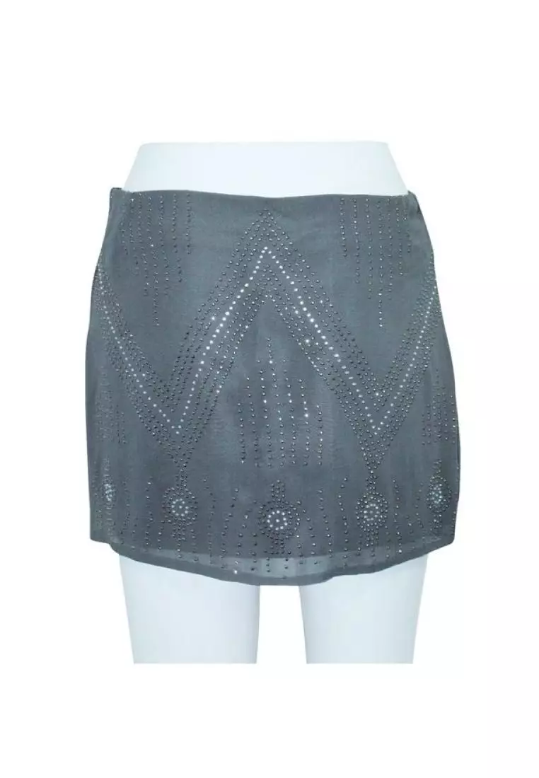 Grey embellished skirt online