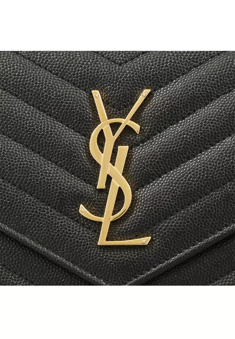 SAINT LAURENT SAINT LAURENT YSL Matelasse Chain Wallet In Grain De