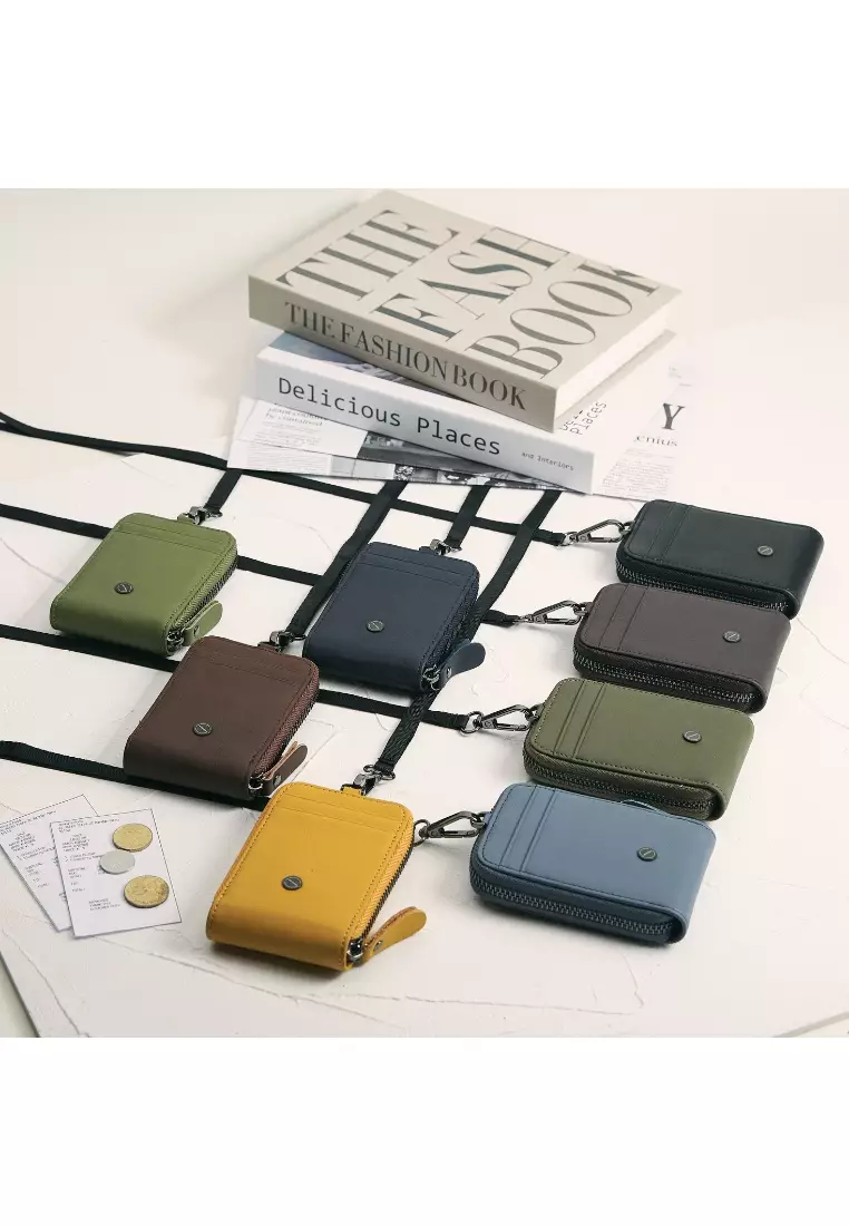 Leather Lanyard ID Zipper Card Holder Pouch JWB 30854