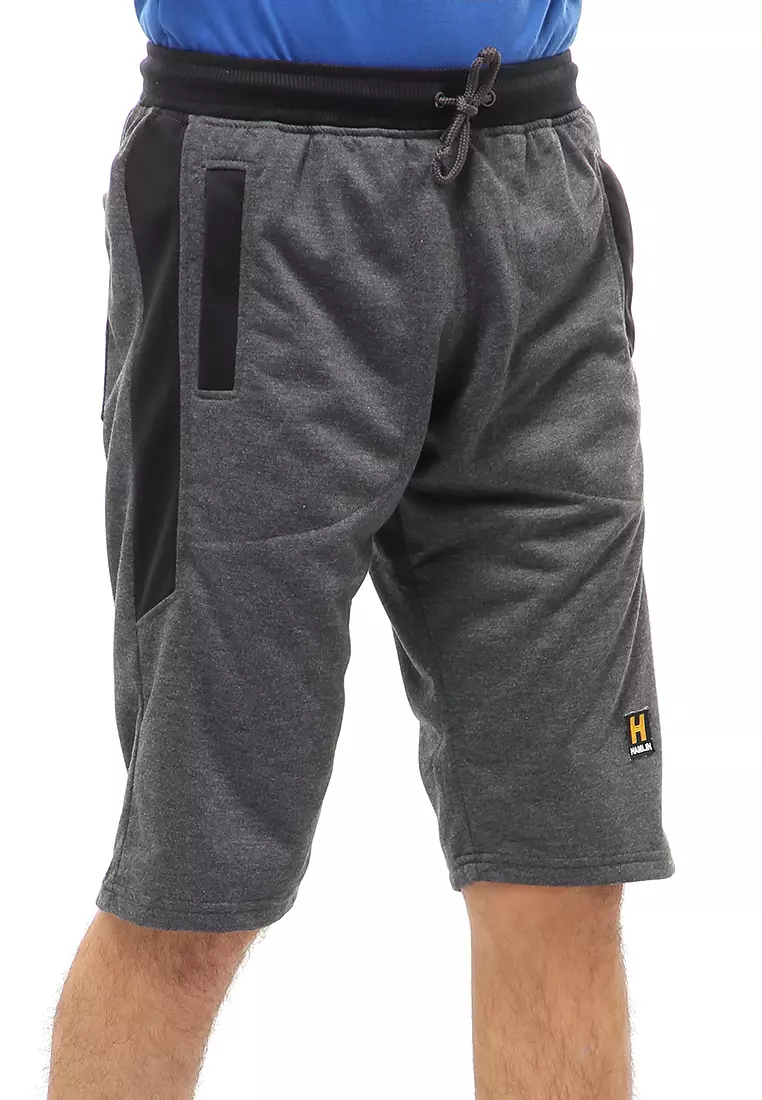Rishham Short Pants Celana Pendek Kasual Pria Material Baby Terry ORIGINAL - Dark Gray