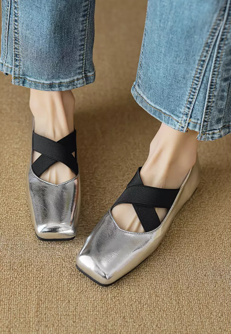Cross Strap Square Toe Ballerinas WW8929-3