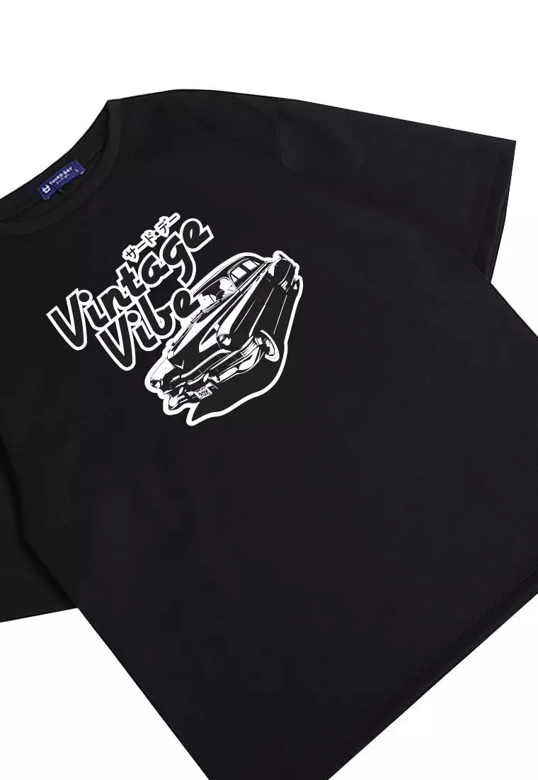 MTS06 Kaos Oversize Gambar Mobil Vintage Bahan Scuba Tebal "vintage vibe" Hitam