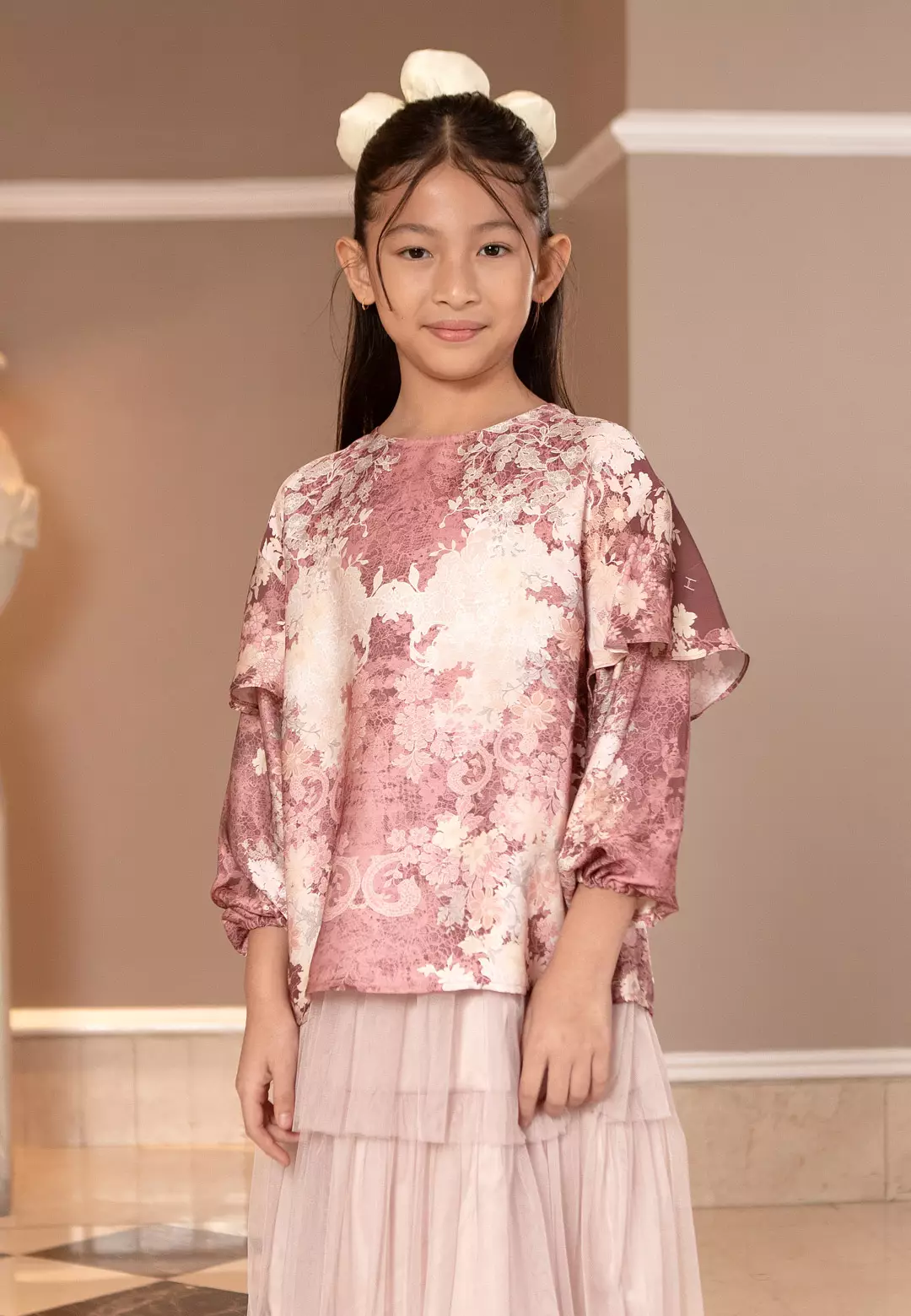 HijabChic Evalina Girl Top Rosewood - Baju Lebaran Motif Cantik Anak Perempuan
