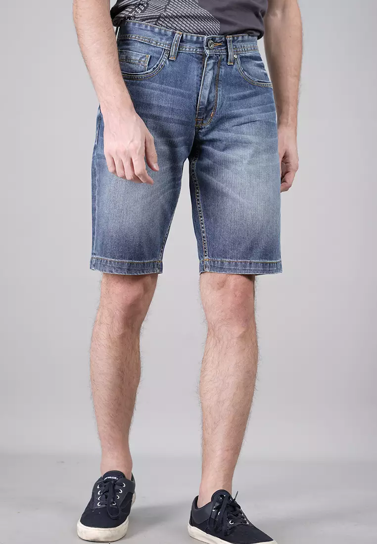 LGS Celana Pendek Jeans Pria Washed Biru Slim Fit JSS.499.P079.A659.C