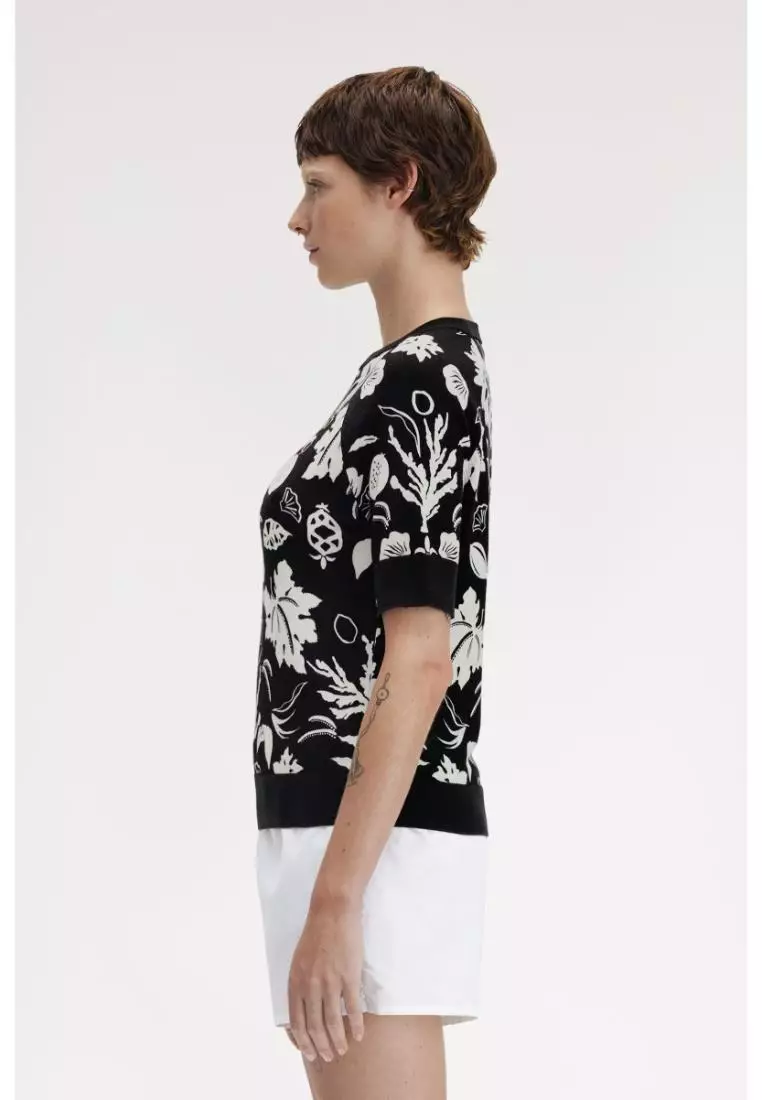 Fred Perry SK9115 Printed Knitted Top (Black)