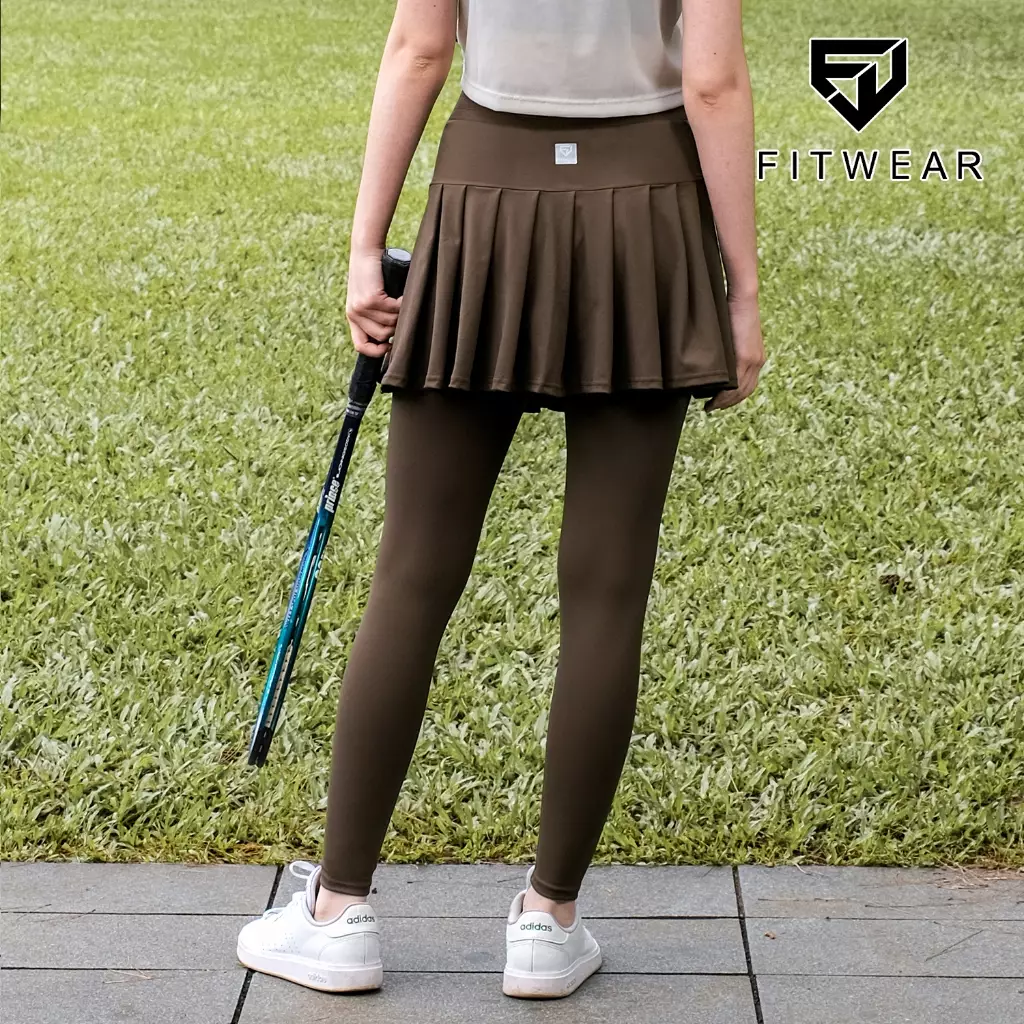 Fitwear Rok + Legging Olahraga Dryfit Wanita SAKURA POCKET FULL WAVE - COFFEE