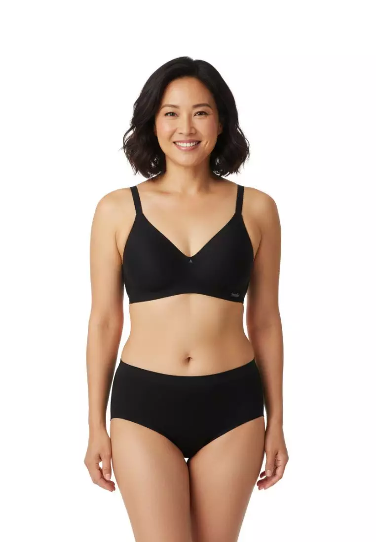 Special Bundle Premium Melanie Seamless Wireless Padded Support Bra in Black and Dayana Panty in Black