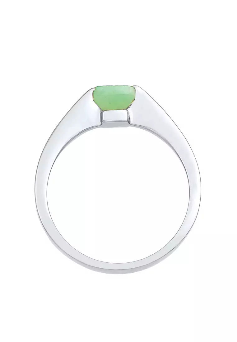 Ring Green Square Classic Modern Jade Gemstone