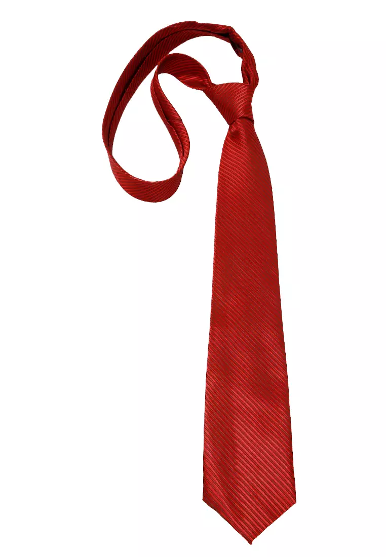 Ocean Dasi Pria Garis Man Neckwear Aksesoris Fashion Material Polyester ORIGINAL - Dark Red