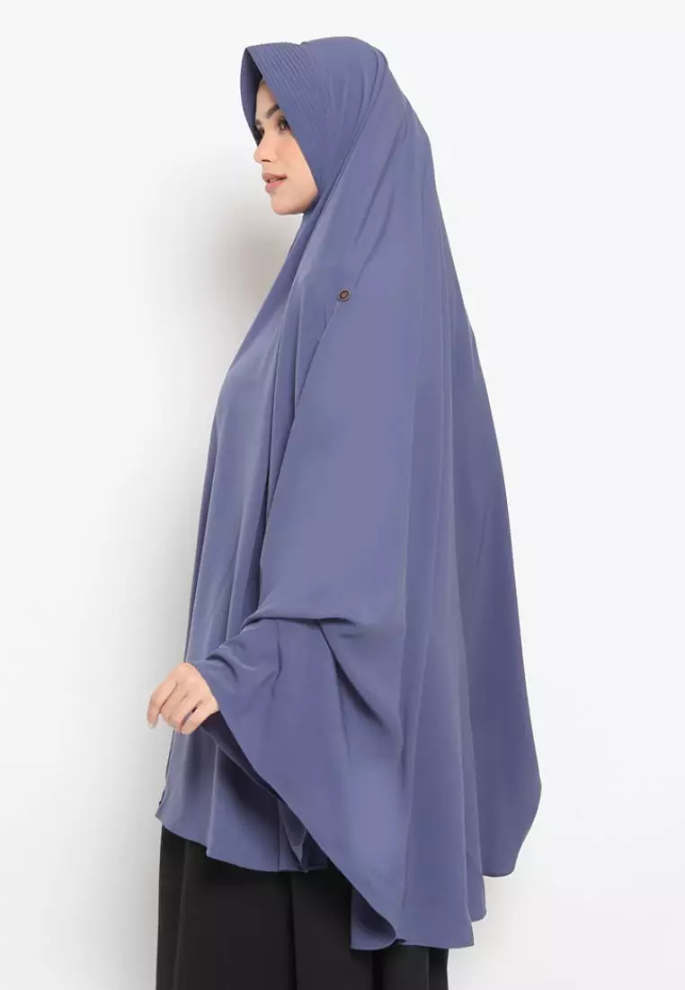 Queenza Zayidan French Khimar Hijab Jahida Button - Denim