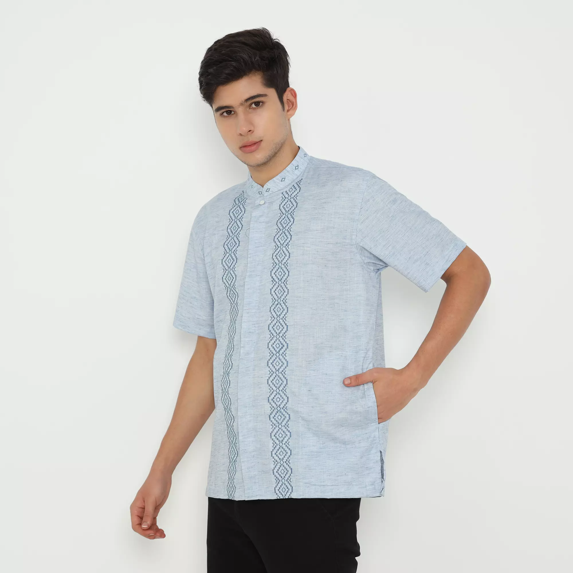 Platini Kemeja Pria Koko Shanghai Lengan Pendek Katun 031019.21 BLUE