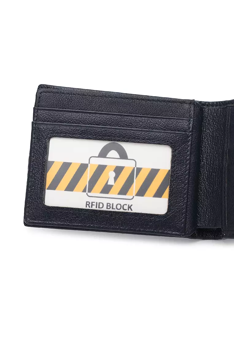 Men's Genuine Leather RFID Blocking Fortune Wallet - Blue