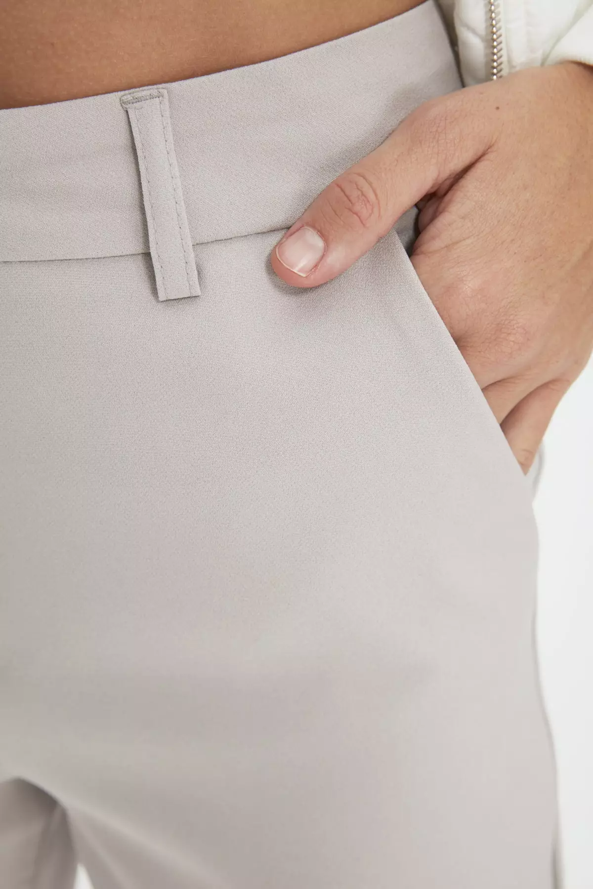 Petite grey cigarette trousers 2025