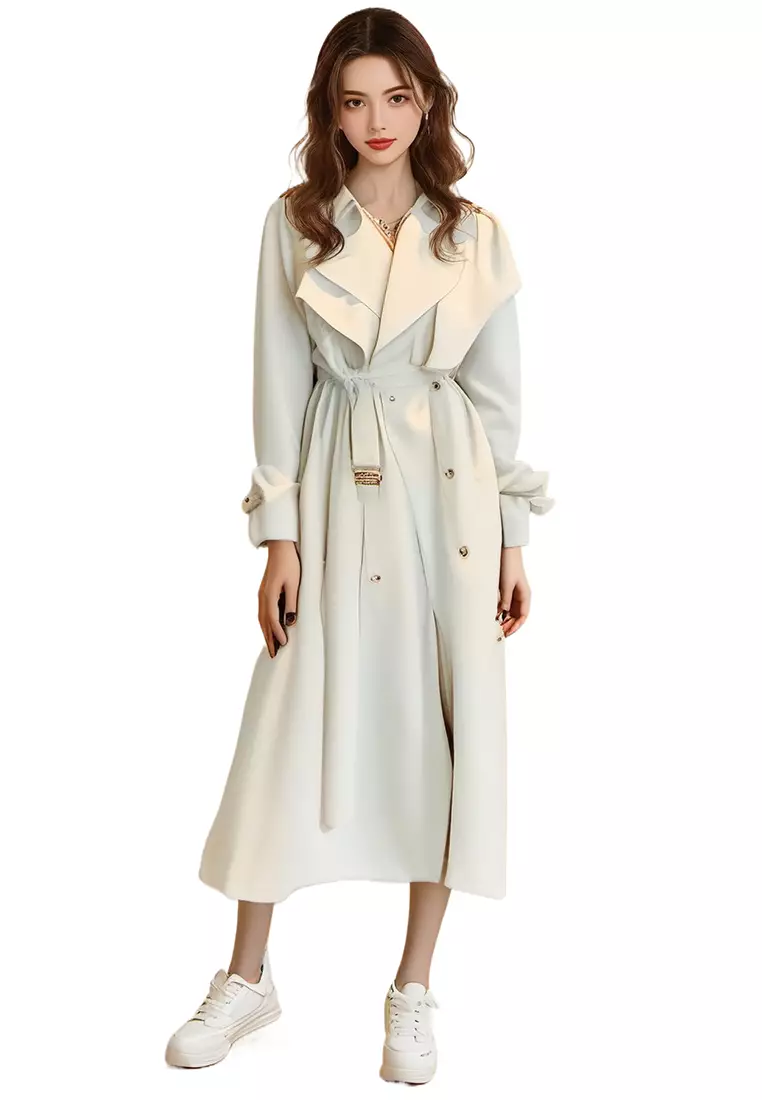 Buy Sunnydaysweety New autumn highend temperament white trench coat