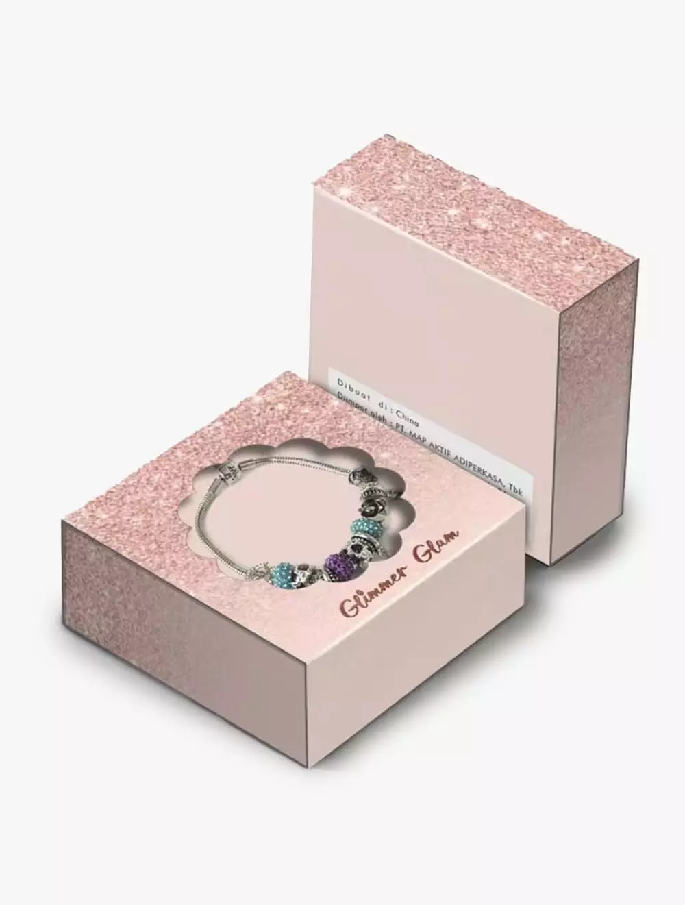 Glimmer Glam Bracelet Pastel Pink Heart Charm - GLJHWB272451