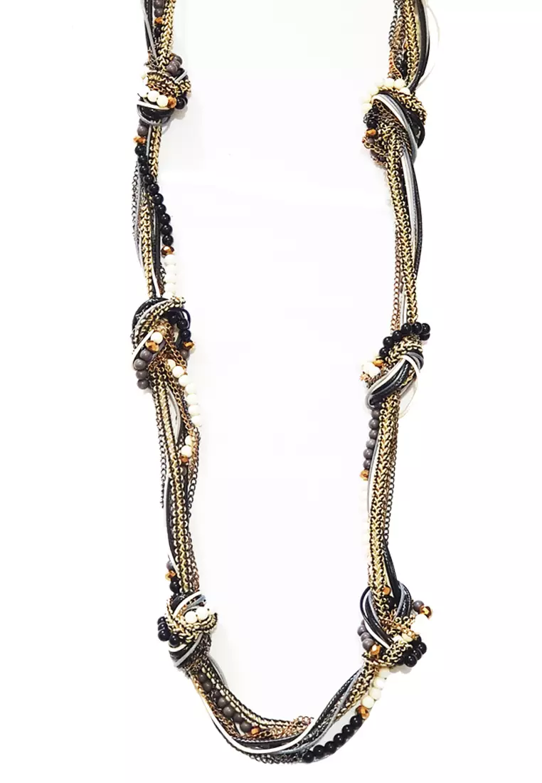 Knotted Chains Necklace Black