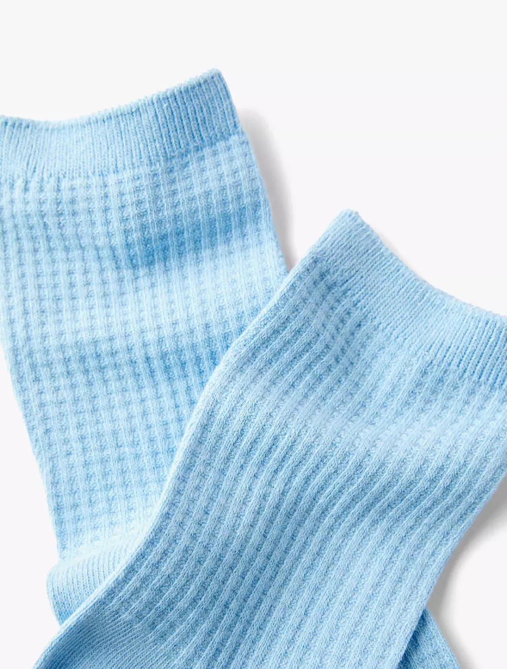 WAFFLE TEXTURED CREW SOCK - Soft Blue