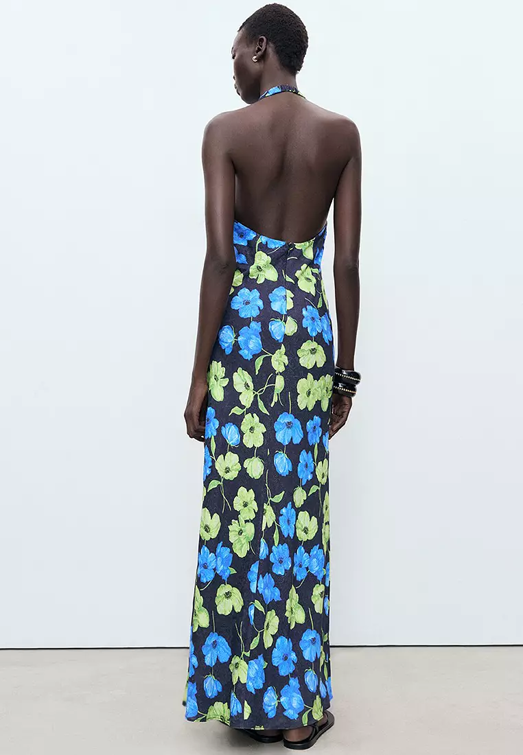 Long Floral-Print Dress