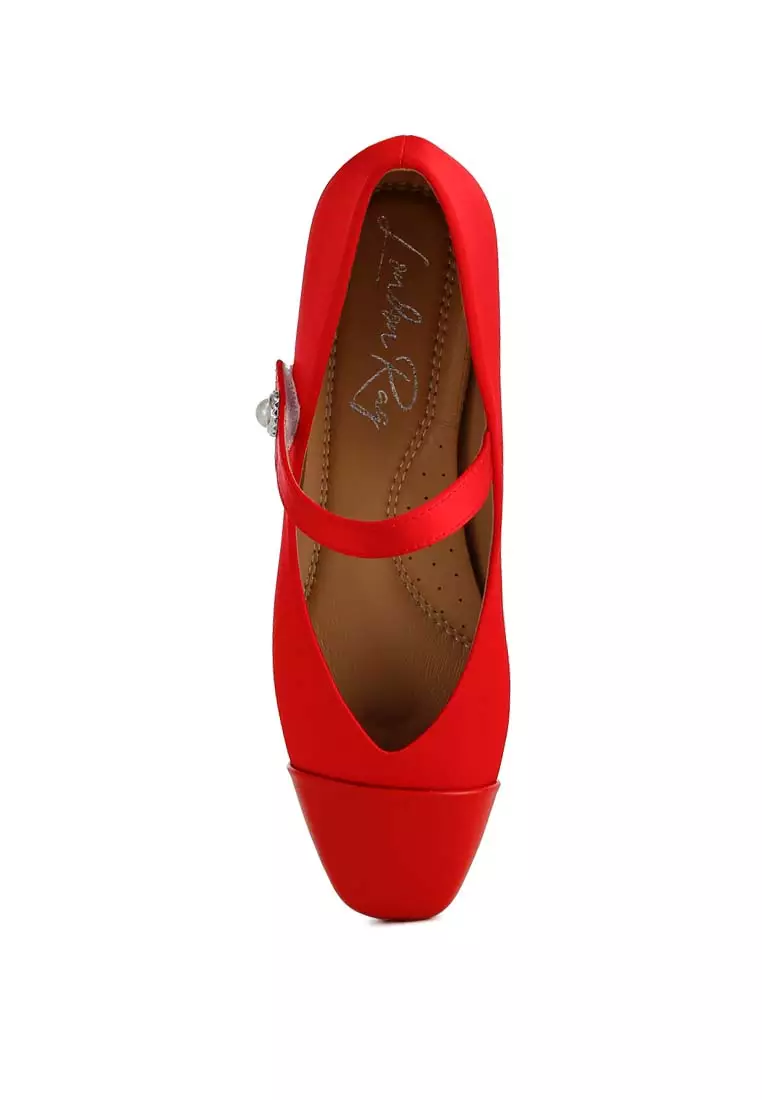 Red Patent Toe Cap Satin Mary Jane