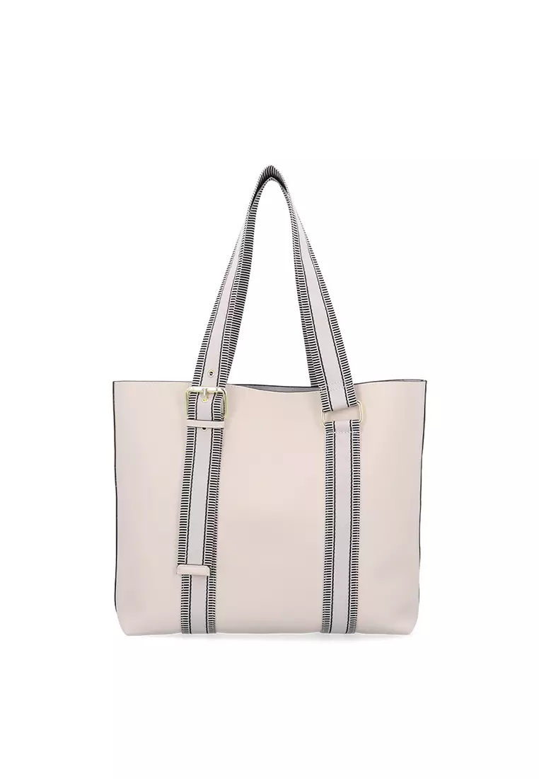 Buy Carlo Rino Rhea Embroidered Handle Tote - Beige 2026 Online | ZALORA