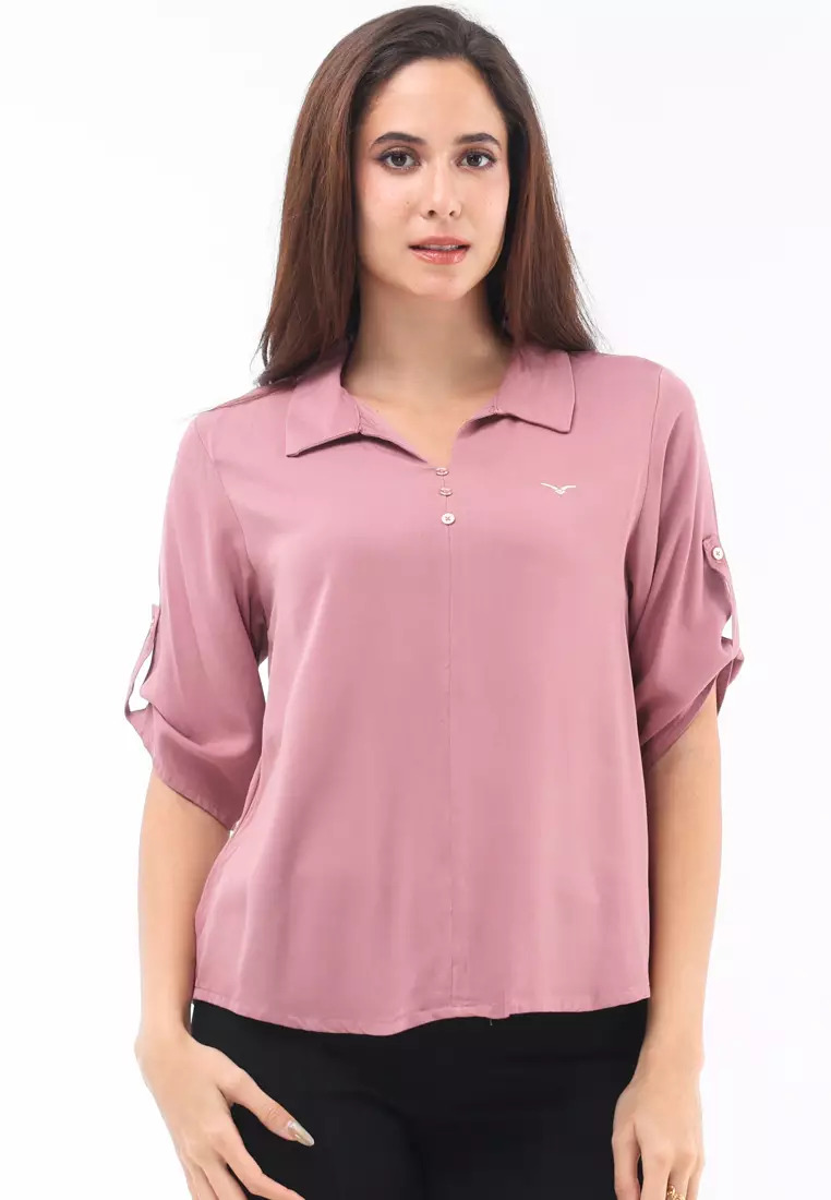 Plain Single Bold Twill 3/4 Blouse