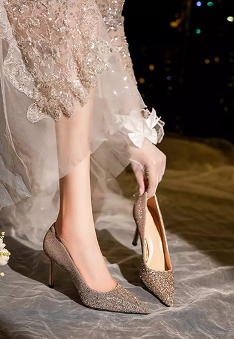 Gold glitter wedding shoes cheap