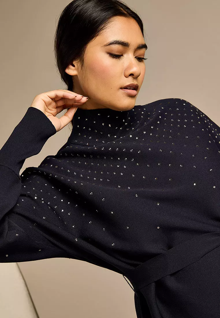 Sparkle Iris Knitted Navy Top