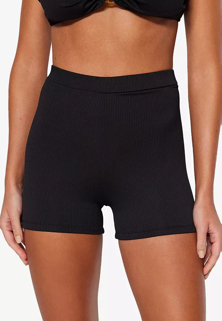 Black Basic High Waisted Shorts