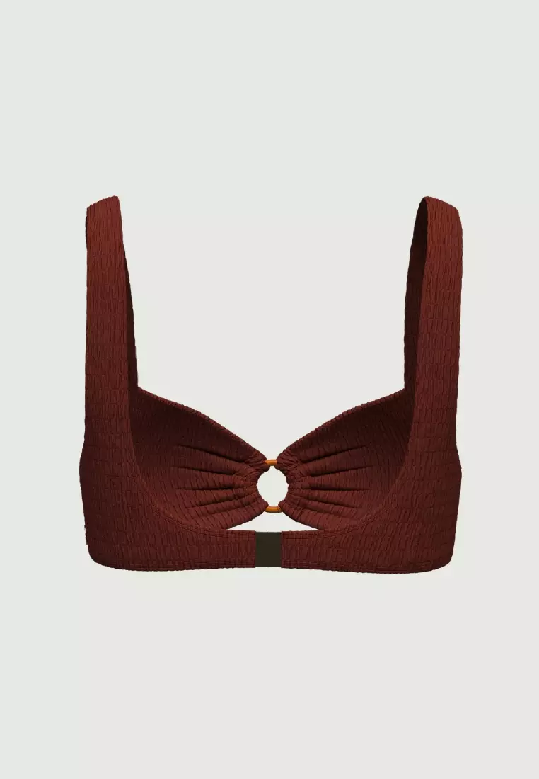 Tropadelic Texture Earth Bamboo Ring Scoop Neck Bikini Top