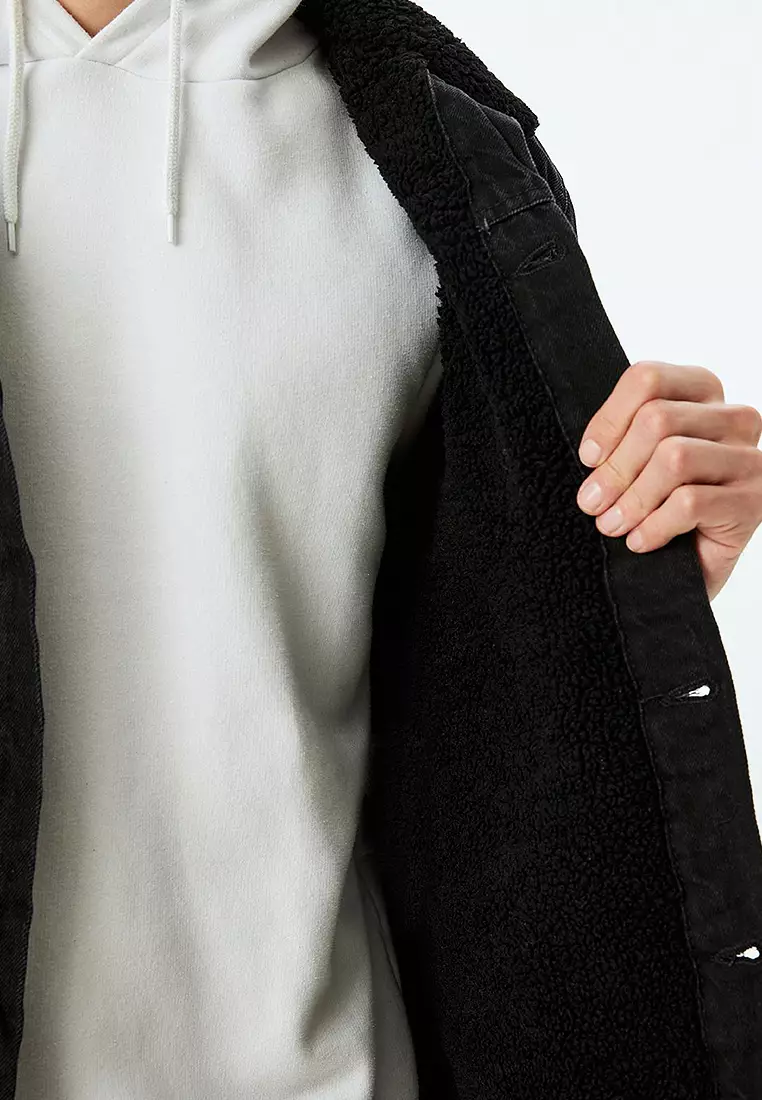 Plush Collar Denim Jacket