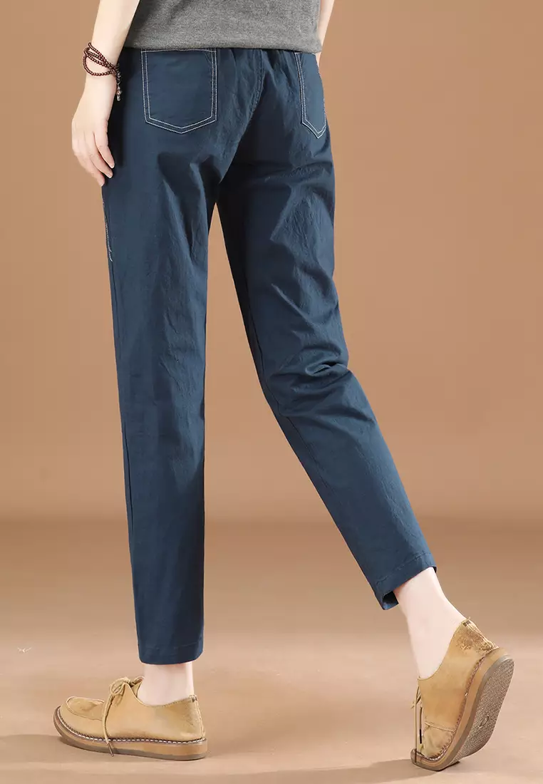 Buy A-IN GIRLS Elastic Waist All-Match Trousers Online