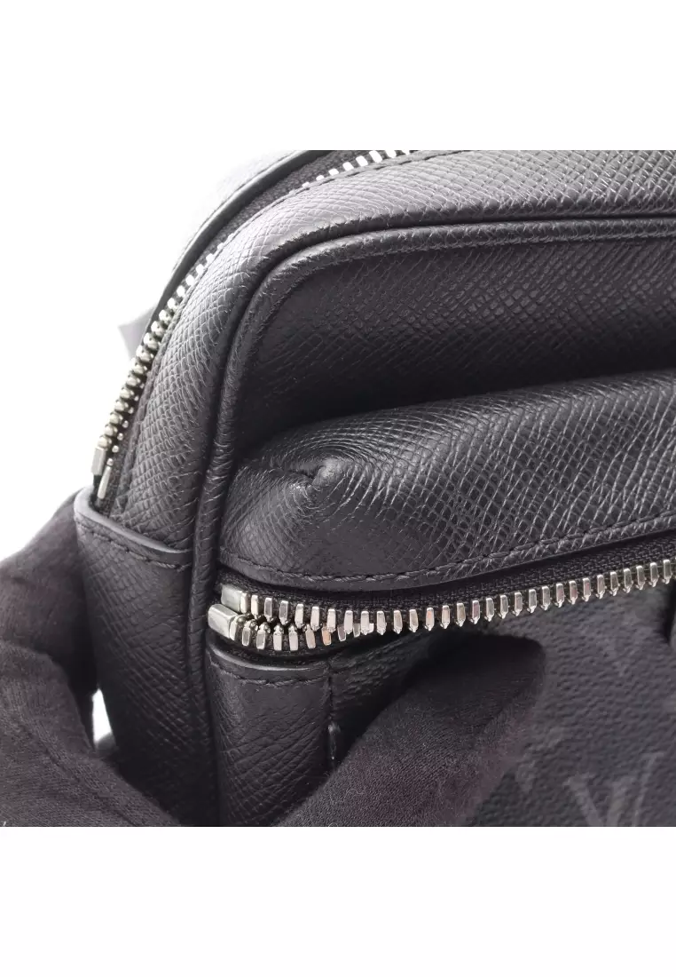 Pre-Loved Louis Vuitton bum bag outdoors Taigarama Noir body bag waist bag PVC leather black