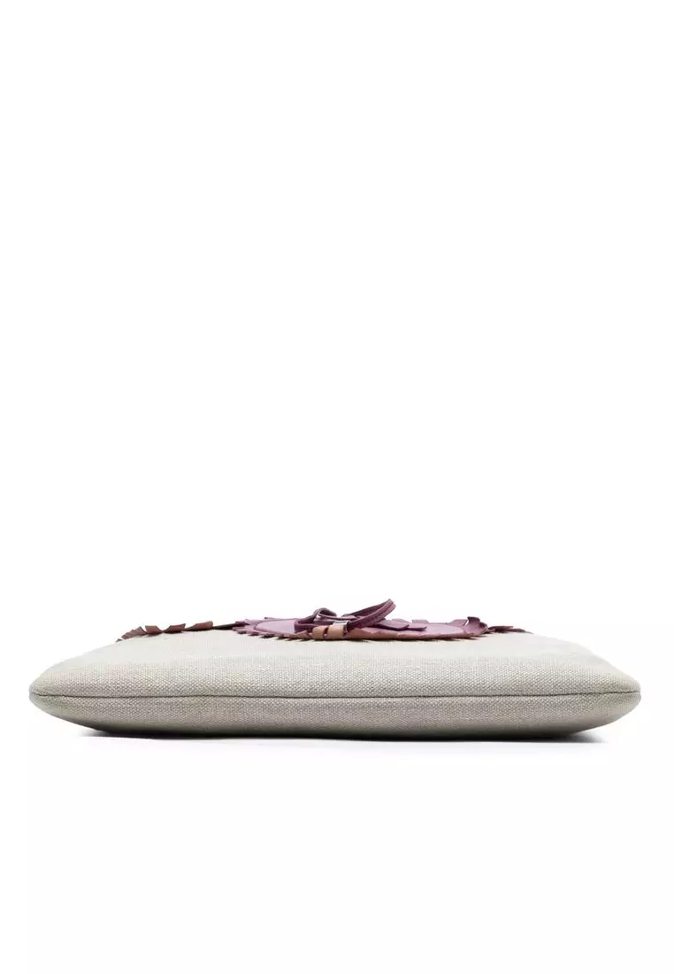 Pre-Loved Saint Laurent Canvas Fringed Heart Applique Tote