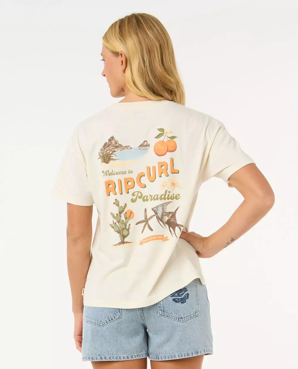 Rip Curl Women Cala Vadella Relaxed Tee - Bone