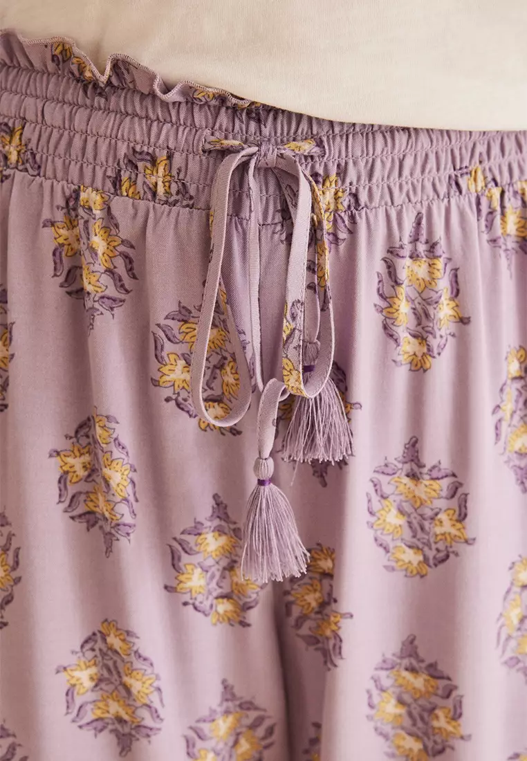 Long Floral Viscose Pajama Pants