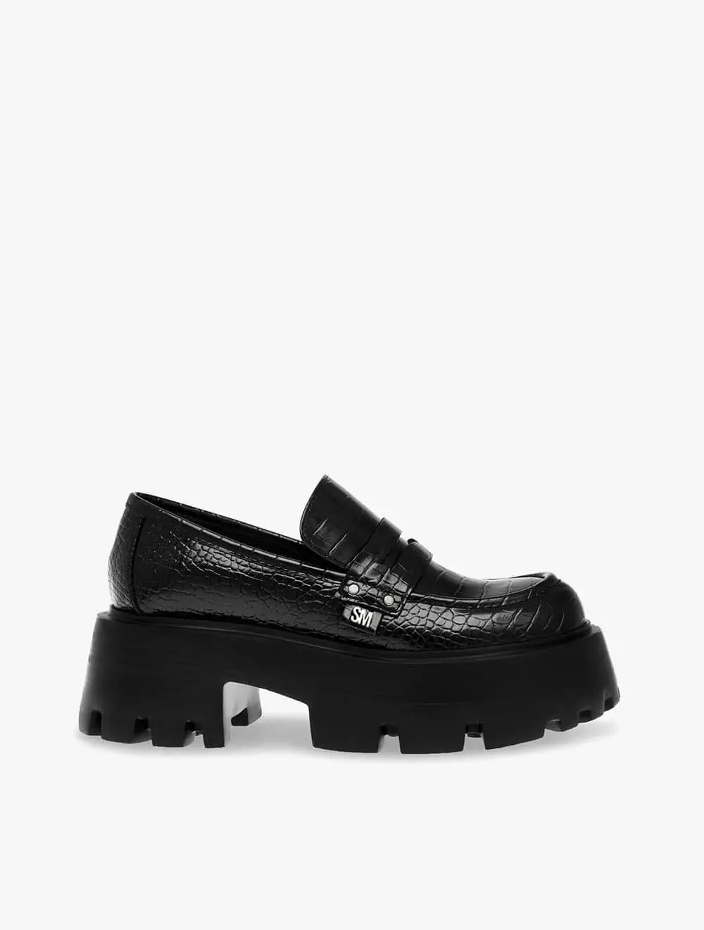 Jual Steve Madden Steve Madden MADLOVE-SM Women's Loafers- Black Croco ...