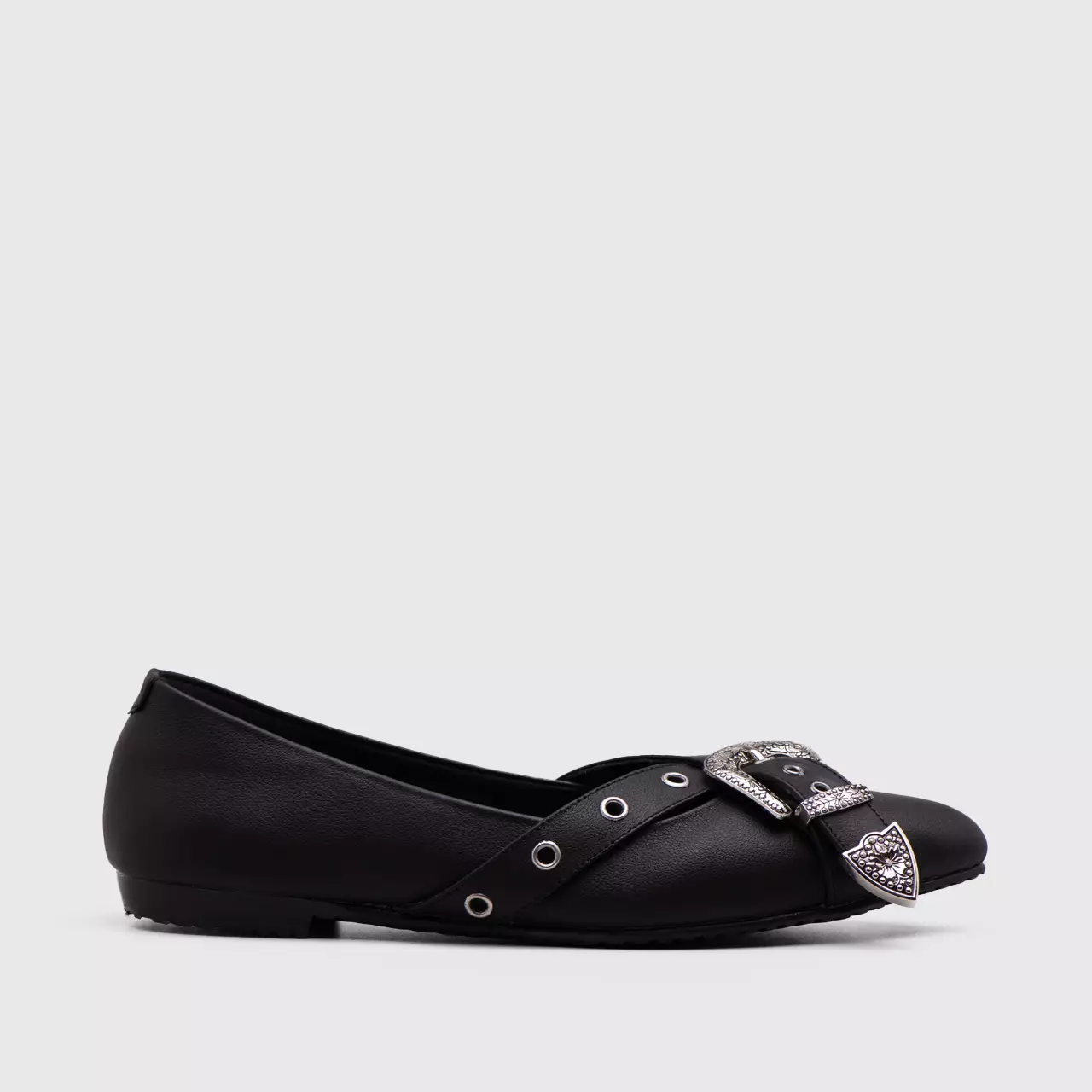 Mufla Flat Shoes Genuine Leather Black