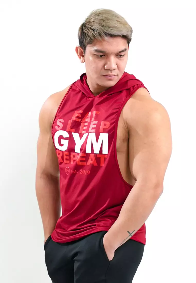 Hoodie Super Deepcut Eat Sleep Gym Repeat series Maroon