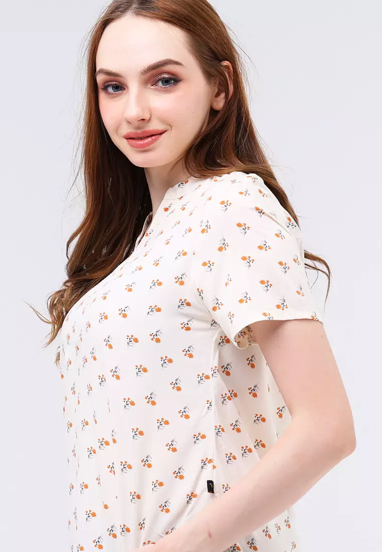 Woven Printed Rayon Short Sleeve Blouse