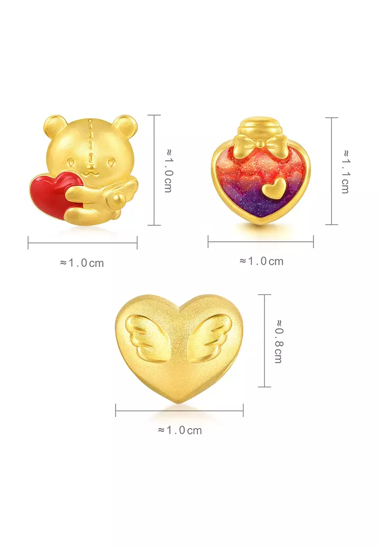 999 24K Solid Gold Love Charm Trio Bracelet Jewelry Set for Women 93533C 94690C 92394C