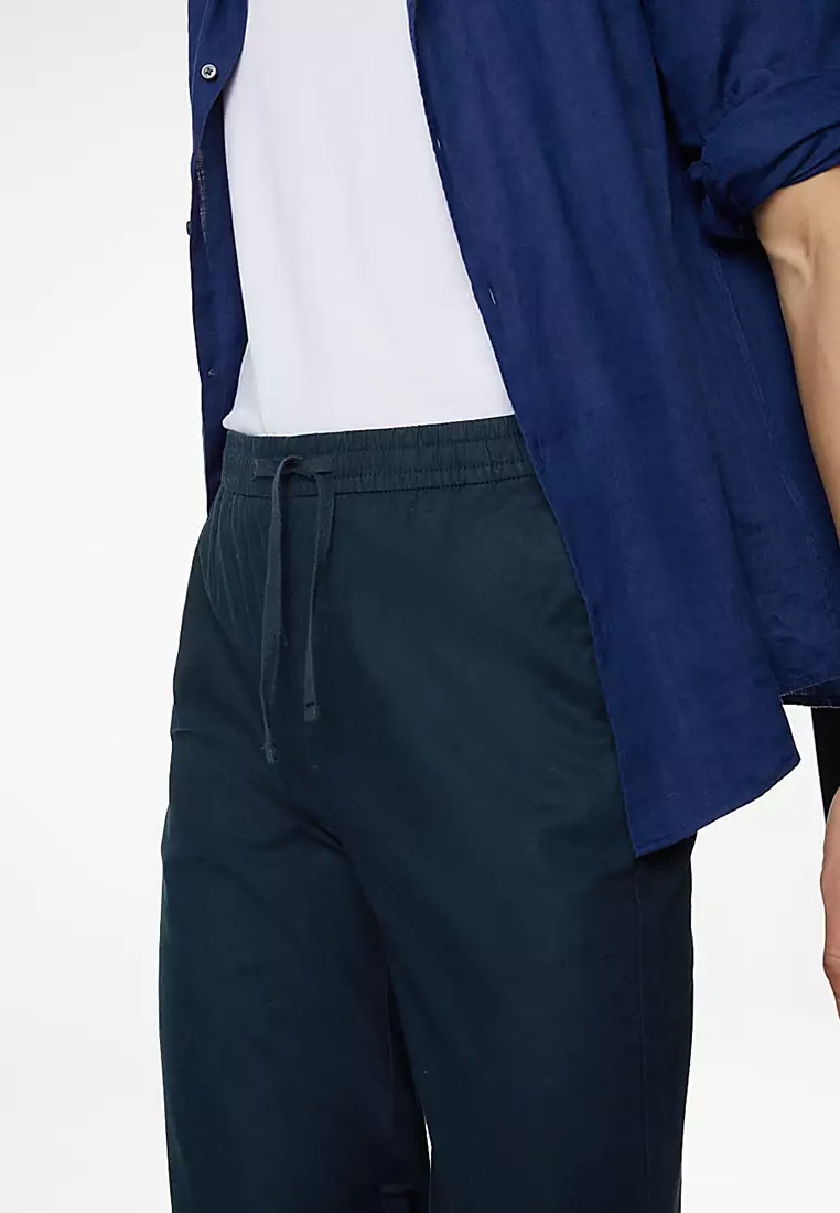 Tapered Fit Linen Blend Trousers